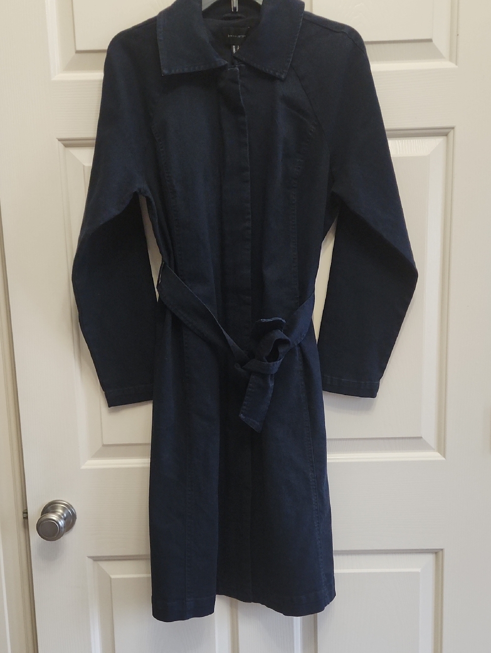 H by Halston Navy Belted Trench Coat